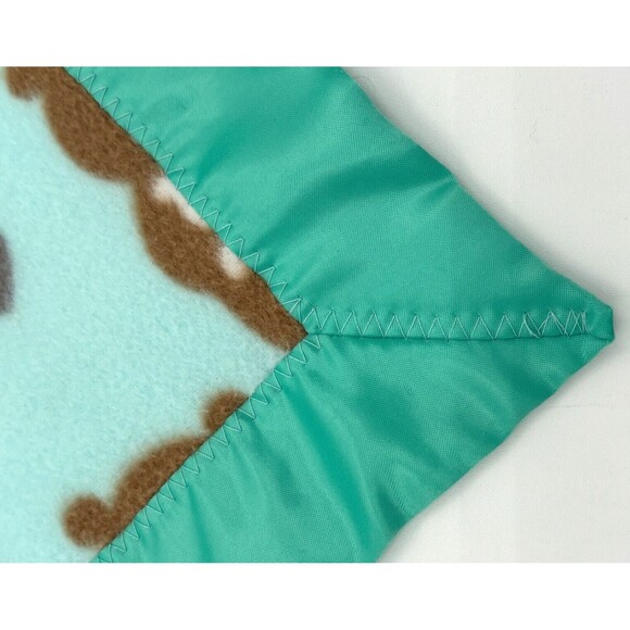 Teddy Bear Plush Large Lovey Soft Fleece Security Blanket Satin Trimmed Teal - Picture 7 of 16